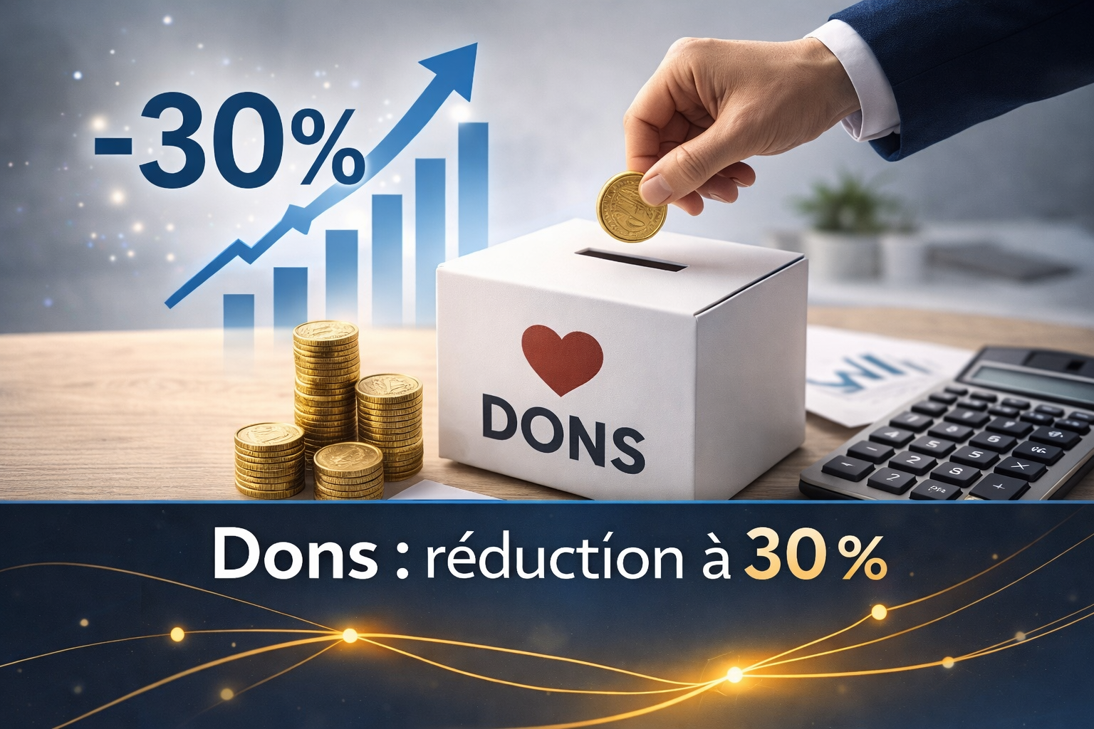 Dons : réduction à 30 %